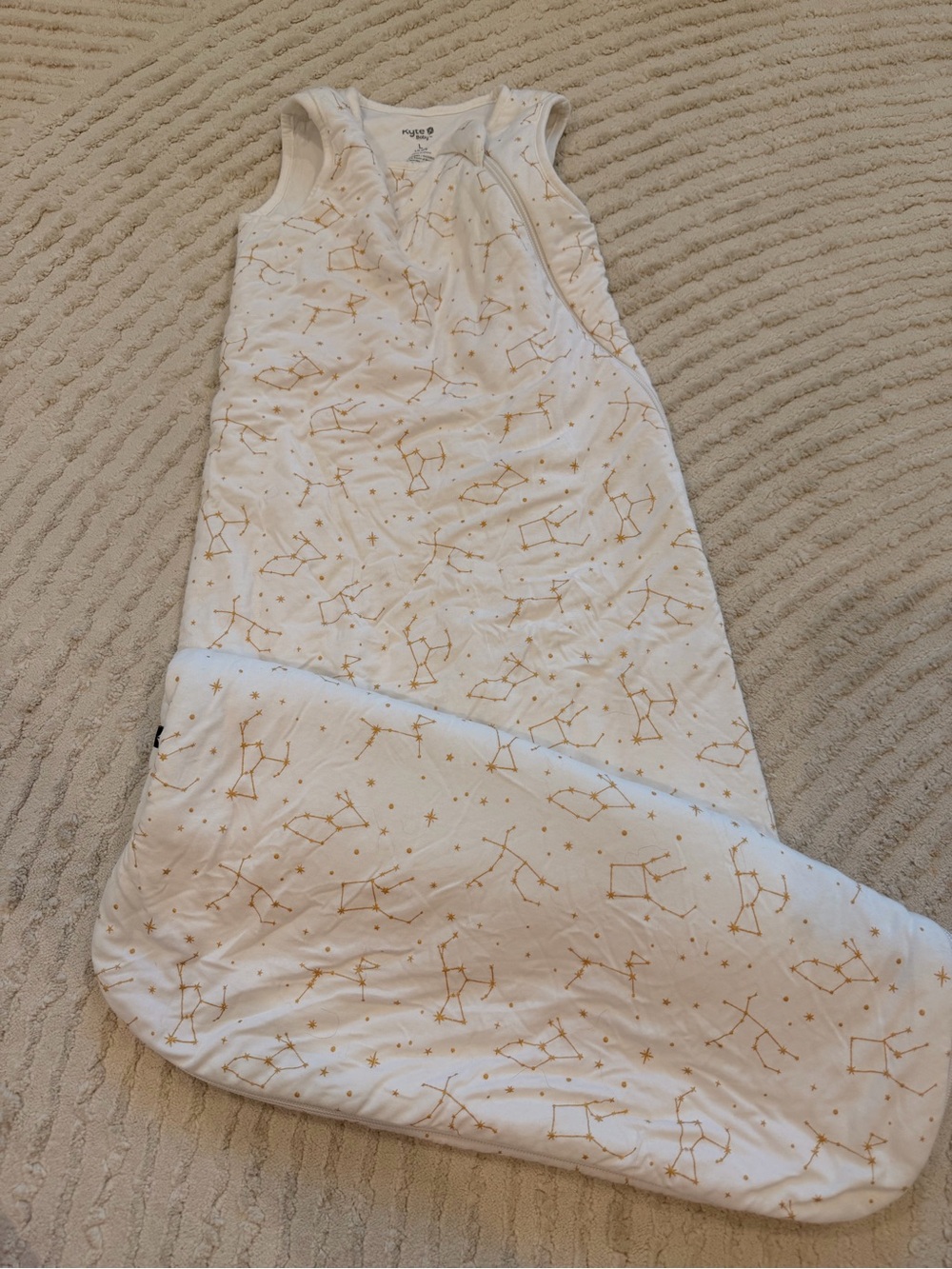 Kyte Baby Sleep Sack Swaddle - White with Gold Constellation Print